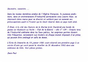 ORAN LE YACHT DES CASTORS JANVIER 1961